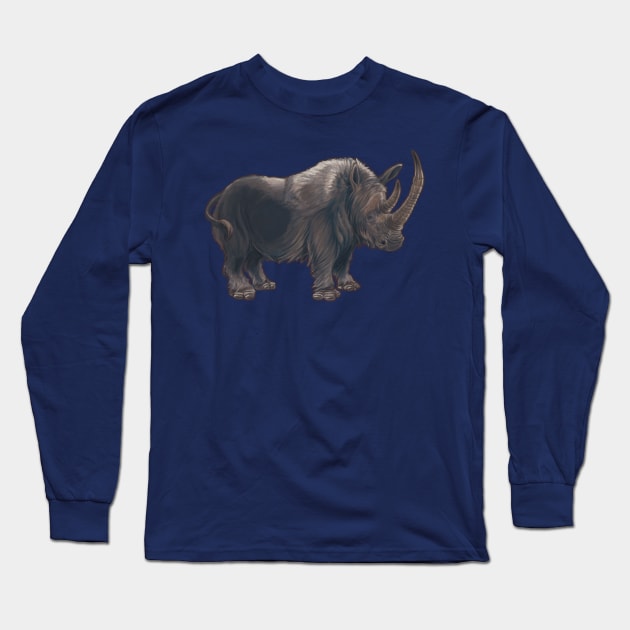 Coelodonta antiquitatis (Woolly Rhinoceros) Long Sleeve T-Shirt by CoffeeBlack